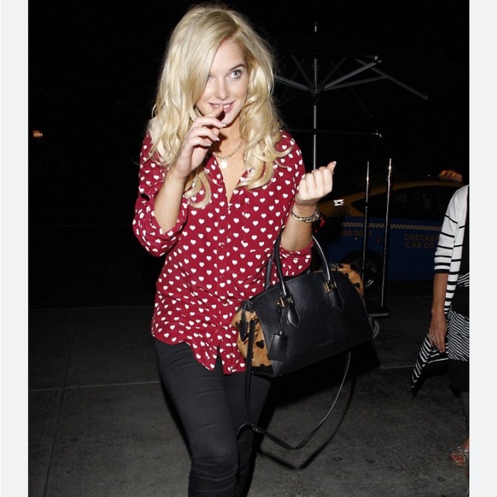 Red Heart Long Sleeve Button Down